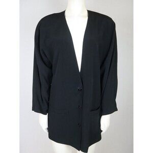 LIZ CLAIBORNE - WOMEN'S VINTAGE BLACK OVERSIZED BLAZER JACKET - SIZE 8